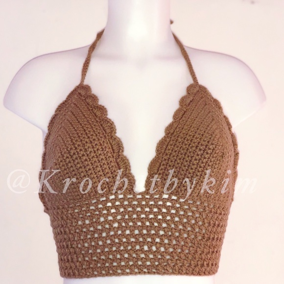 Tops | Brown Crochet Crop Top | Poshmark